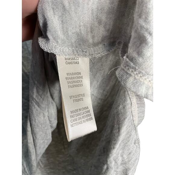 Max Studio Short Flutter Sleeve Blouse Round Neck Stretch Grey Womens Size L NEW - Picture 3 of 4